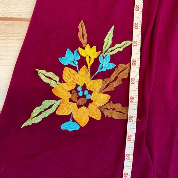 Caite Raspberry Floral Embroidery Rayon Spandex Cowl Neck Dress - Picture 11 of 12